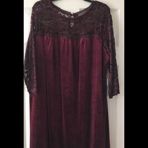 Xl Luxology long sleeve lace velveteen dress new